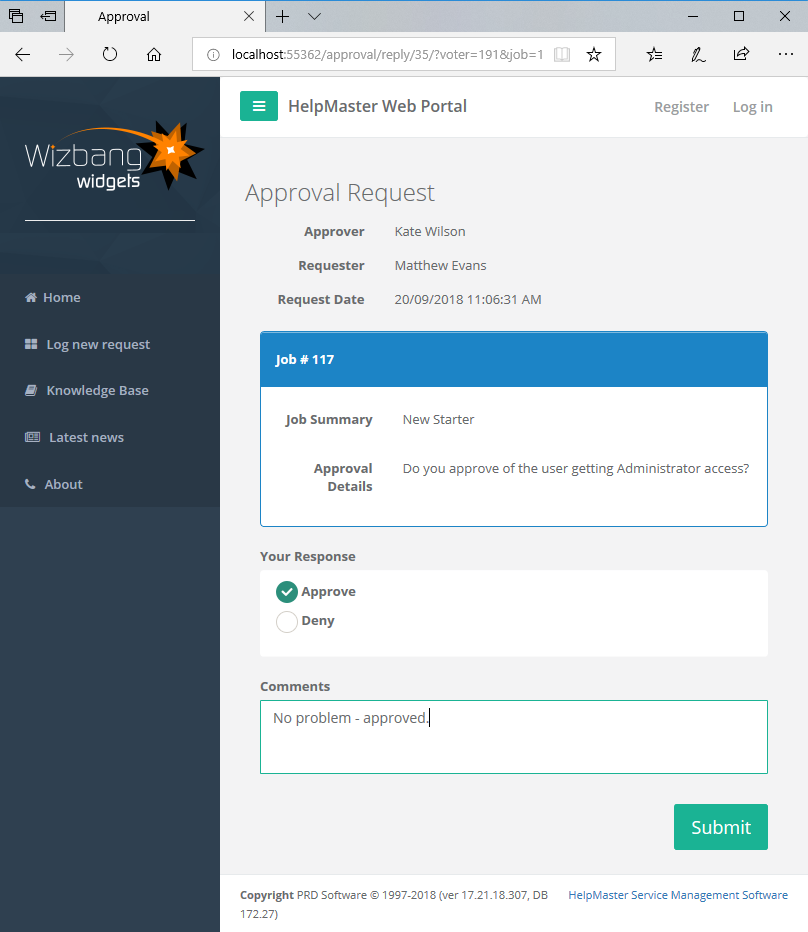 workflow approval process web request