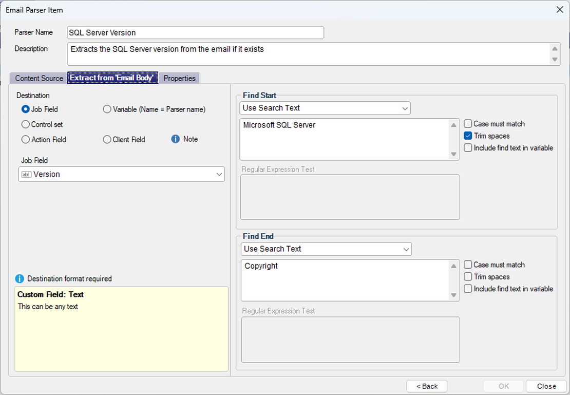 Build email processing rules