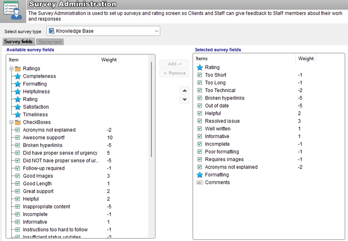 Customize the feedback system so that you get the stats you need