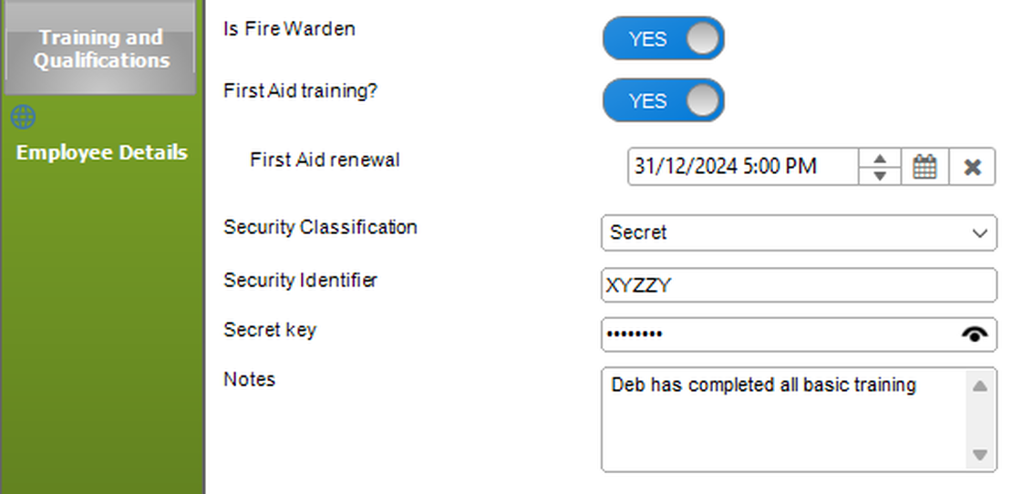 Capture and store data about clients and staff